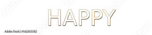 happy golden typography banner on transparent background