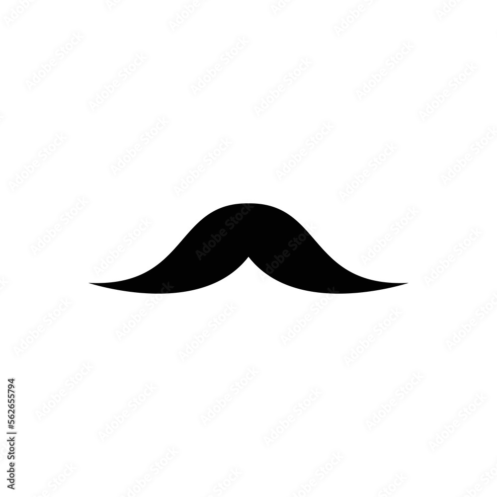 Flat Moustache Icon For Presentations Isolated On White Vector