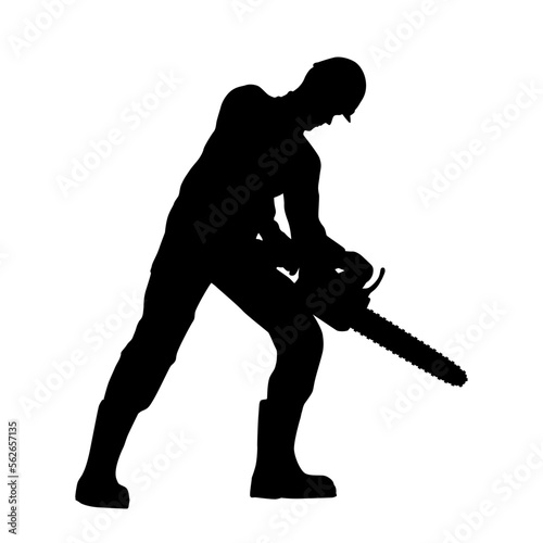 Worker Using a Chainsaw Silhouette