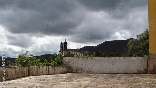 Nossa Senhora das Merces and Sao Francisco de Paula ancient churches, in Ouro Preto, Minas Gerais, Brazil. exterior view photo