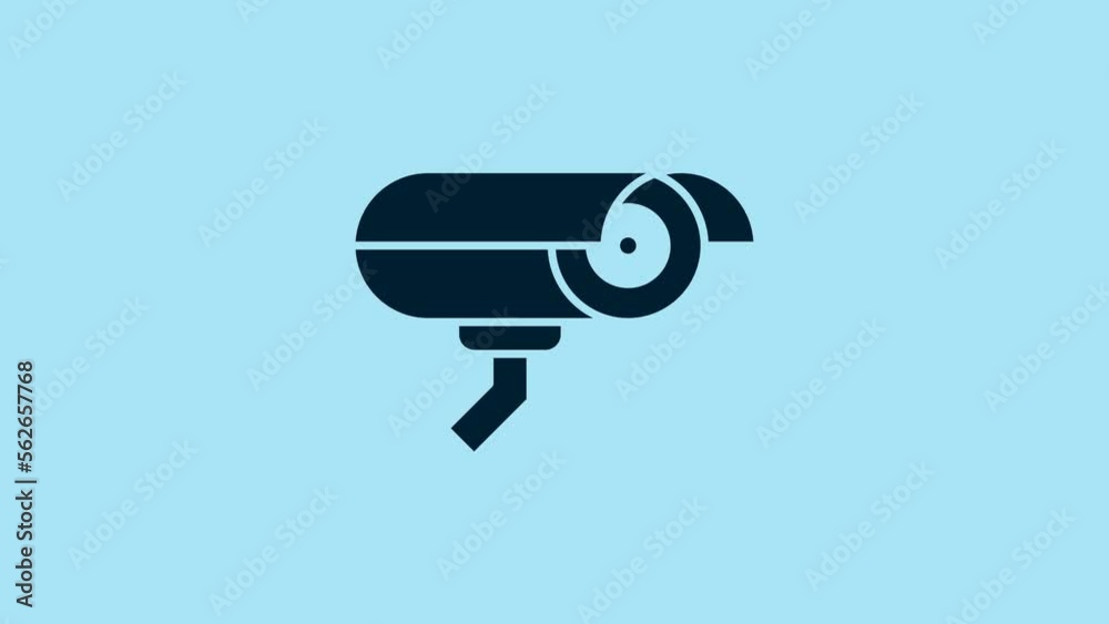 Blue Security camera icon isolated on blue background. 4K Video motion graphic animation Blue Security camera icon isolated on blue background. 4K Video motion graphic animation