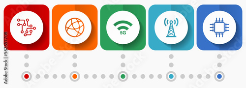 Technology and computer vector icons, electronics flat design web buttons collection, business concept infographic template