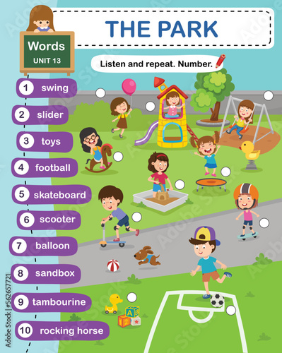 education vocabulary the park vector illustration