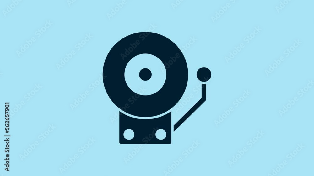 Blue Ringing alarm bell icon isolated on blue background. Fire alarm system. Service bell, handbell sign, notification symbol. 4K Video motion graphic animation Blue Ringing alarm bell icon isolated on blue background. Fire alarm system. Service bell, handbell sign, notification symbol. 4K Video motion graphic animation