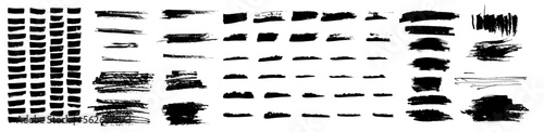 Vector set of grungy hand drawn textures. Lines, acrylic dabs, daubs, smears, highlights, waves, brush strokes, patterns, dry brush scratches, information boxes. Hand drawn grunge elements collection