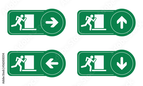 set of green exit icons vector