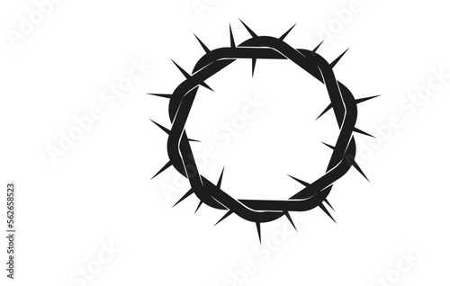 Crown of thorns silhouette, Jesus Christ wreath of thorns, Christian Easter religious symbol, vector