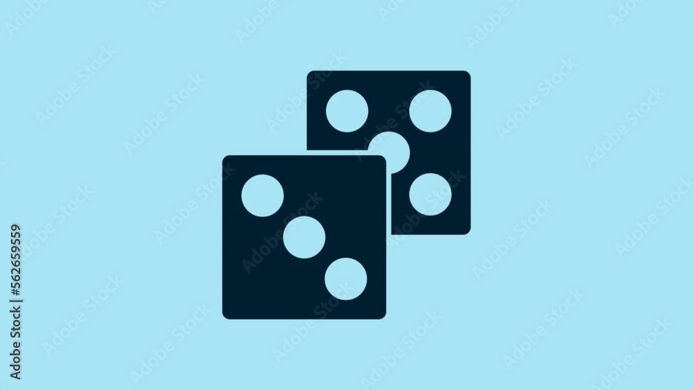 Blue Game dice icon isolated on blue background. Casino gambling. 4K Video motion graphic animation Blue Game dice icon isolated on blue background. Casino gambling. 4K Video motion graphic animation