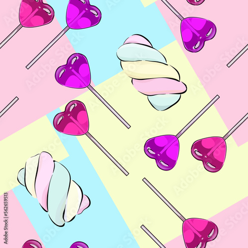 seamless vector pattern with macaron cookies. Sweets, snacks, cafe