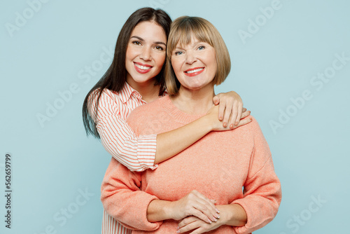 Canvastavla Smiling lovely fun satisfied elder parent mom with young adult daughter two wome