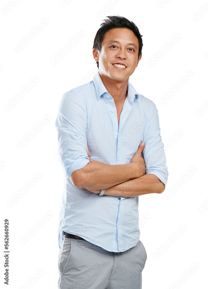Portrait, man and proud asian in studio, happy and smile while posing, empowered on white background. Businessman, confidence and young, handsome and modern entrepreneur, relax and positive isolated Portrait, man and proud asian in studio, happy and smile while posing, empowered on white background. Businessman, confidence and young, handsome and modern entrepreneur, relax and positive isolated