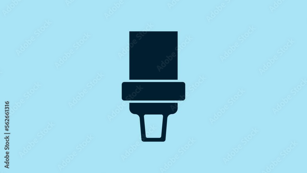 Blue Safety belt icon isolated on blue background. Seat belt. 4K Video motion graphic animation Blue Safety belt icon isolated on blue background. Seat belt. 4K Video motion graphic animation