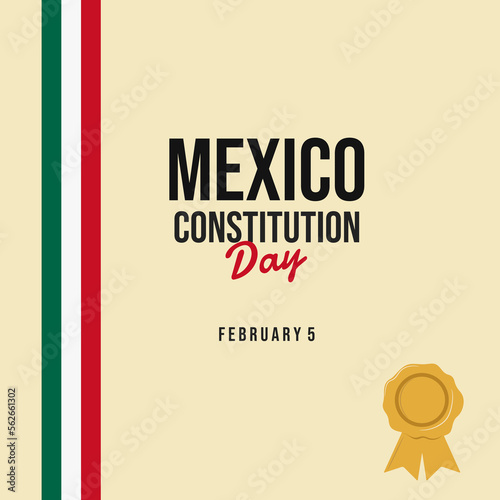 Mexico constitution day. National public holiday. Inscription Mexico 5 February