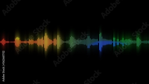 Colorful Audio waveform looping animation. Music, audio technology concept. Black background. 4K