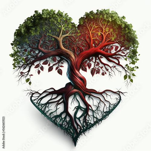 Tree of life making a heart shape - generated by Generative AI
