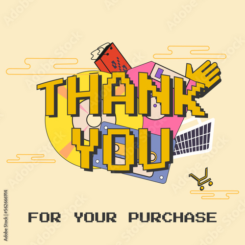 thank you design pixel word lettering