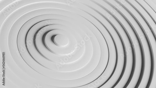 3D White Circles Pattern Seamless Loop. Ripple Effect. Abstract Background. 4K