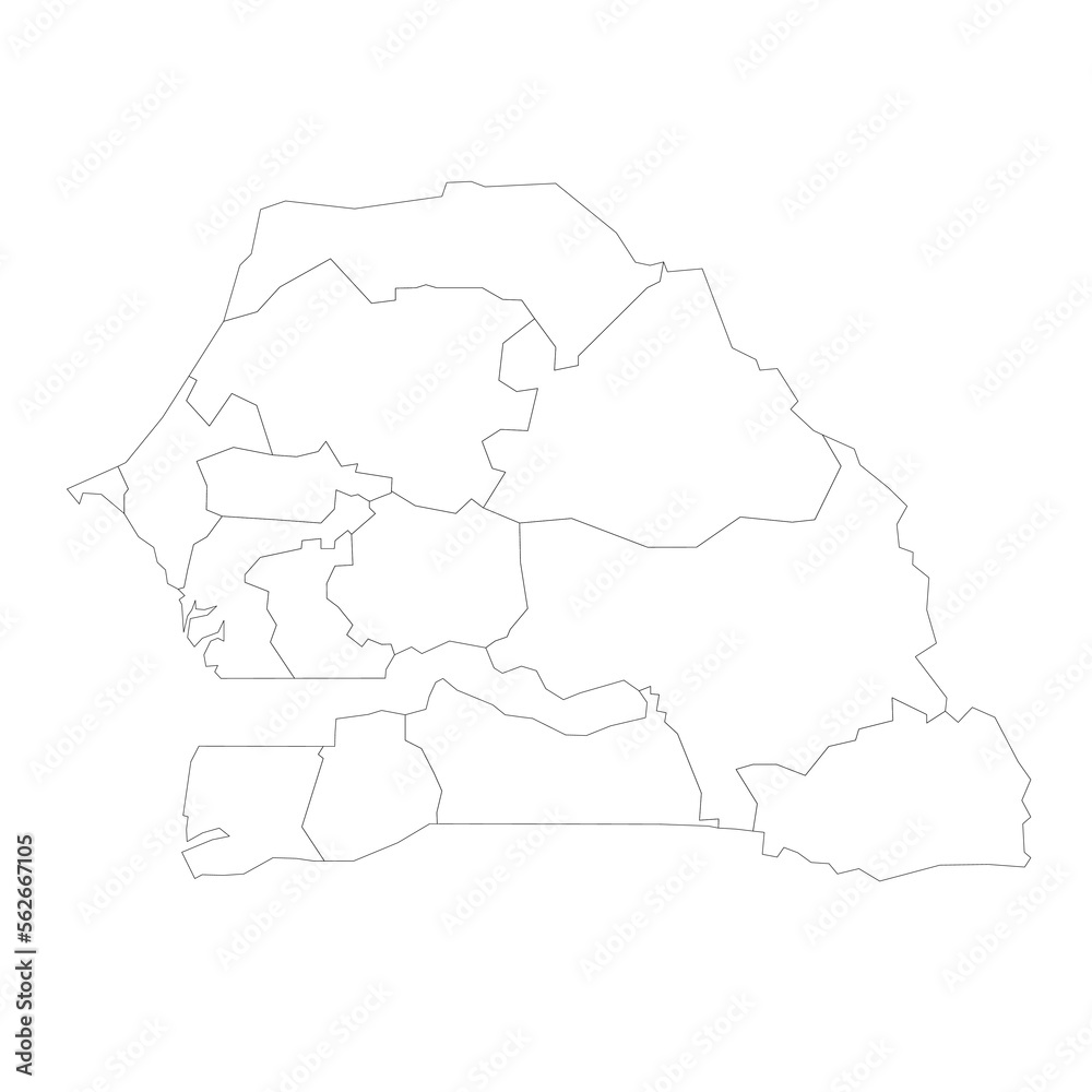 Fototapeta premium Senegal political map of administrative divisions