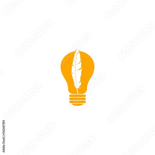 Bulb Quill Feather Pen logo isolated on white background