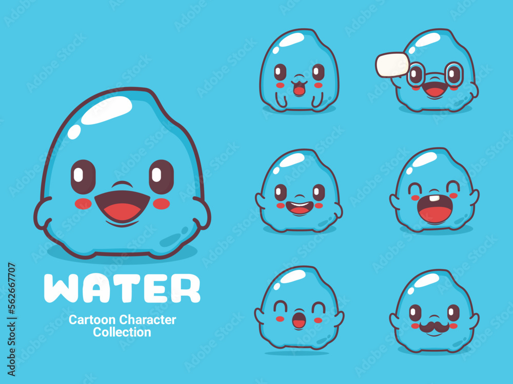 Cute Water Cartoon Character Vector Illustration Stock Vector Adobe Stock Cute Water Cartoon Character Vector Illustration Stock Vector Adobe Stock