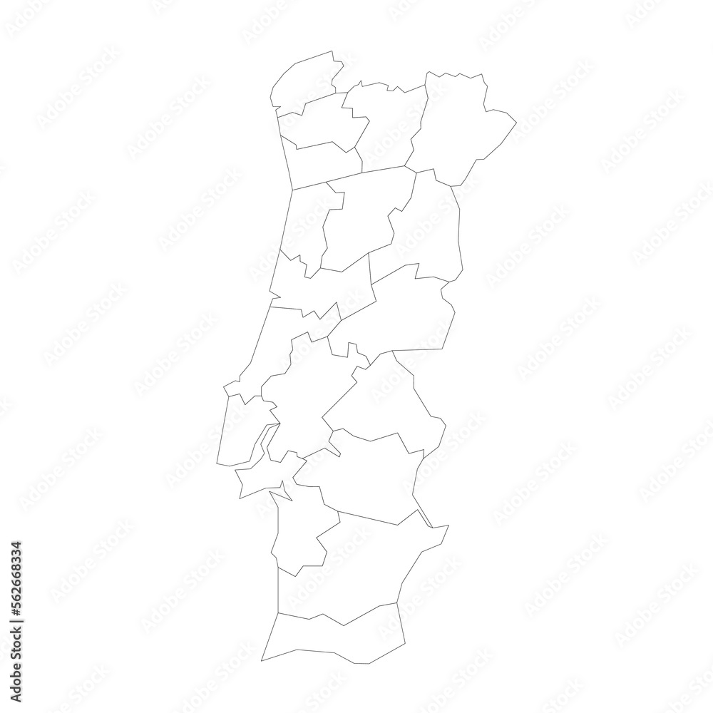 Portugal political map of administrative divisions