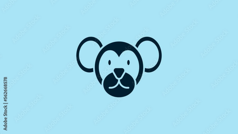 Blue Monkey icon isolated on blue background. Animal symbol. 4K Video motion graphic animation Blue Monkey icon isolated on blue background. Animal symbol. 4K Video motion graphic animation