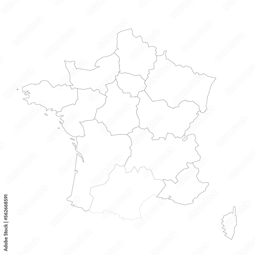 France political map of administrative divisions