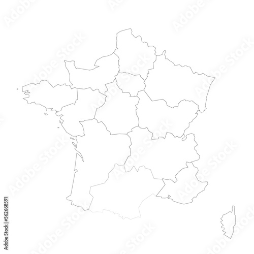 France political map of administrative divisions