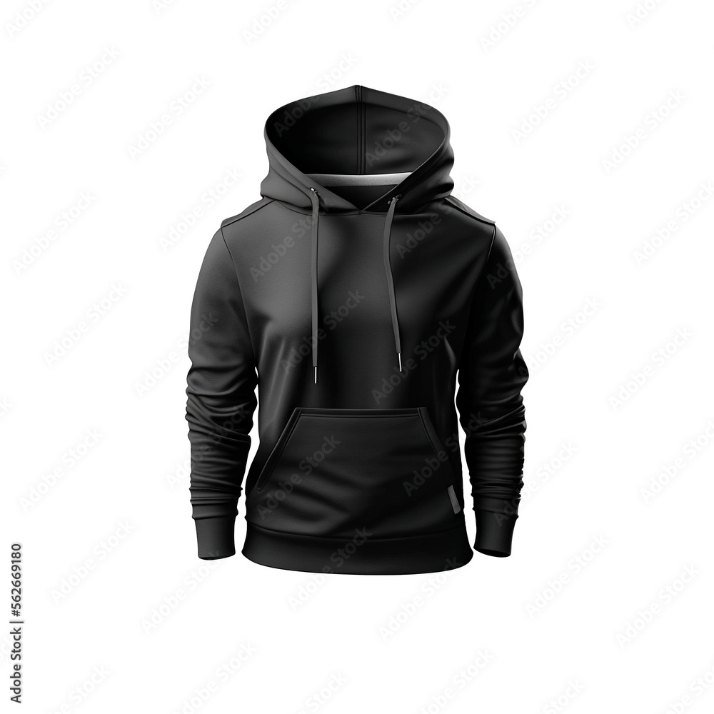 mockup d'un hoodie noir, ou sweat à capuche sur fond transparent ...