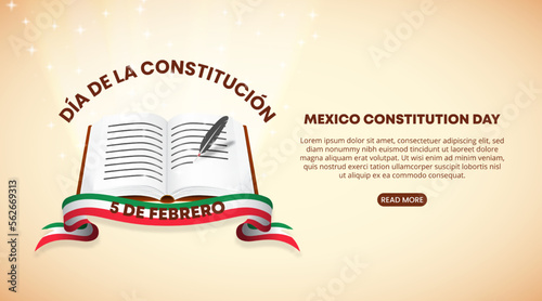 Día de la constitución de México or Mexican constitution day background with the written Mexican constitution of 1917 and light sparkle