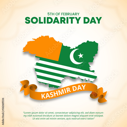 Kashmir solidarity day background with a Kashmir map and scarf