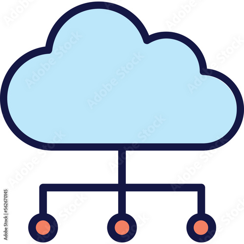 Cloud computing, cloud service Vector Icon

