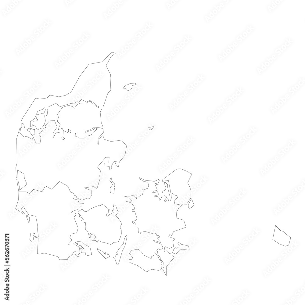 Denmark political map of administrative divisions