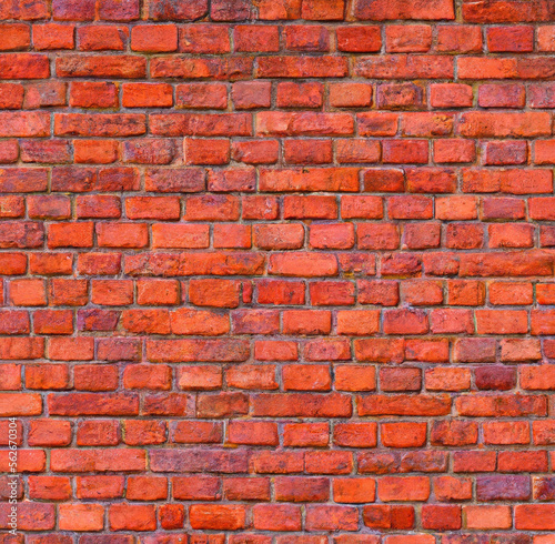 Close up of red brick wall created using generative ai technology