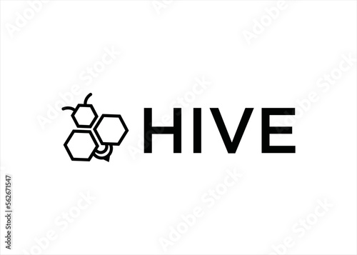 honey hive bee logo flower concept geometric shape