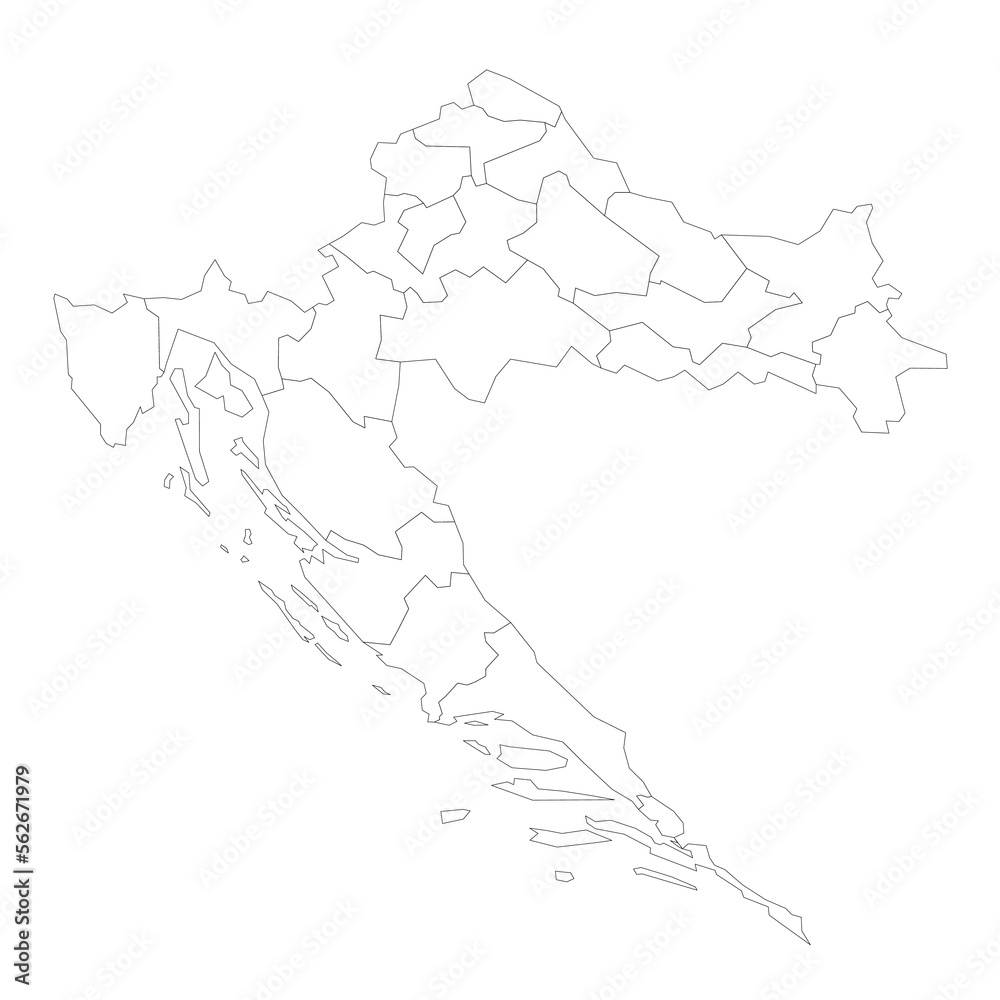 Croatia political map of administrative divisions Croatia political map of administrative divisions