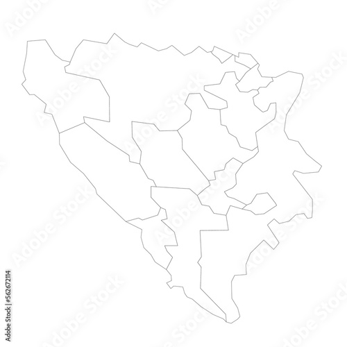 Bosnia and Herzegovina political map of administrative divisions