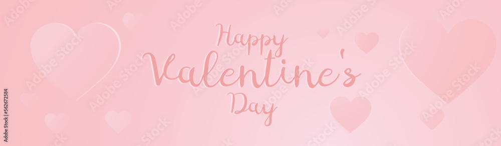 happy valentines day banner,Happy Valentine's day text, hand lettering typography poster on pink gradient background. 