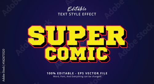 Editable text effect, Super Comic text on headline comic style effect