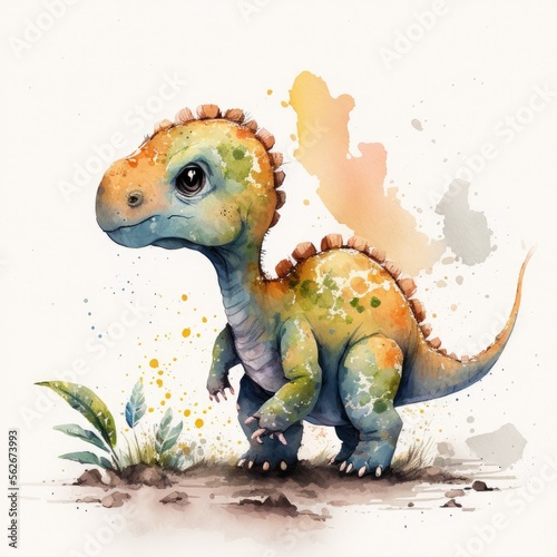 baby dinosaur illustration  ai generated