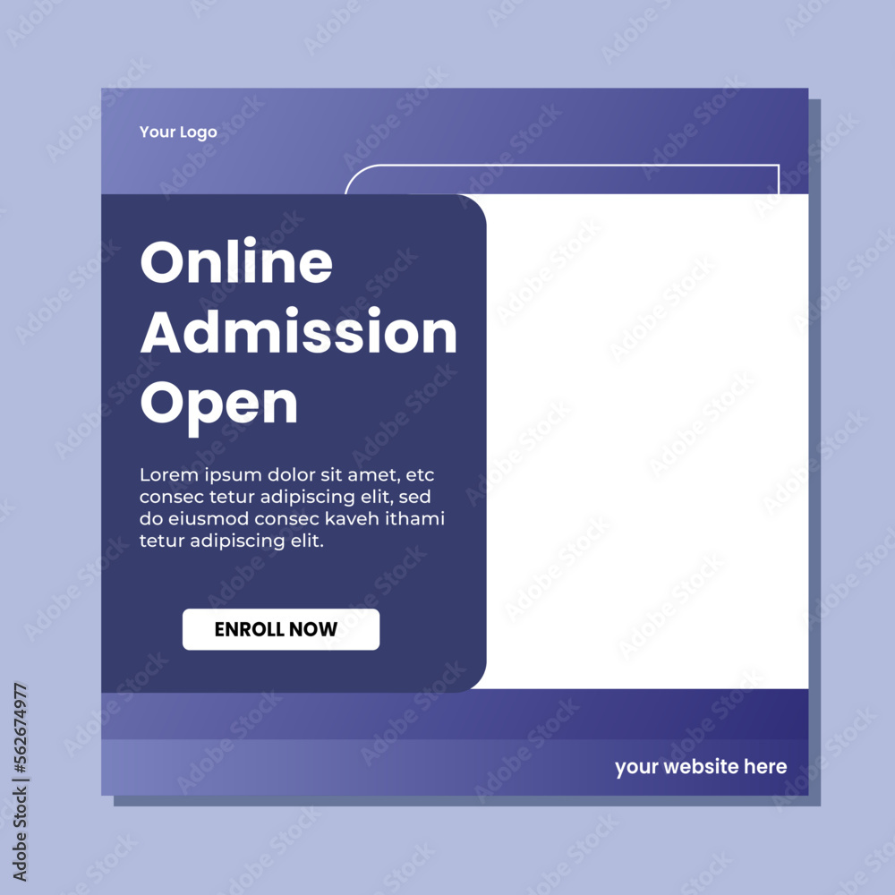 Naklejka premium School admission square banner. Suitable for educational banner and social media post template