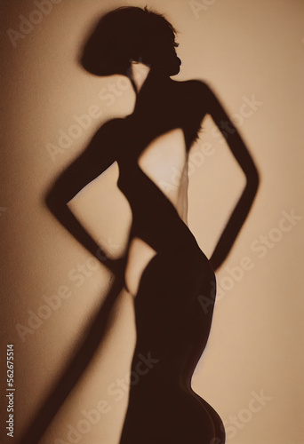Distorted shadow of woman body dysmorphia mental illness