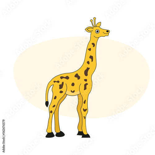 Giraffe, one of the tallest animals in the forest. Vector illustration.