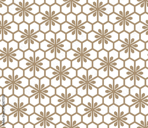 Flower geometric pattern. Seamless vector background. White and beige ornament. Ornament for fabric, wallpaper, packaging. Decorative print