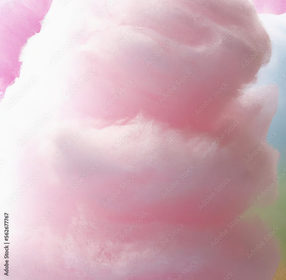 Close up of pink cotton candy created using generative ai technology