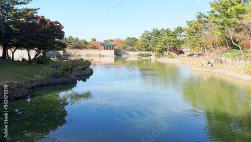 Gyeongju, South Korea: Famous Donggung Palace & Wolji Pond, trees in autumn colors - landscapes of East Asia photo