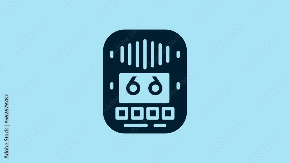 Blue Cassette tape player icon isolated on blue background. Vintage audio tape recorder. 4K Video motion graphic animation Blue Cassette tape player icon isolated on blue background. Vintage audio tape recorder. 4K Video motion graphic animation