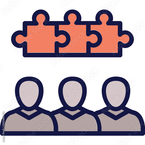 Jigsaw, project teams Vector Icon
