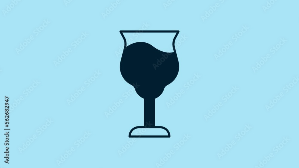 Blue Wine glass icon isolated on blue background. Wineglass sign. 4K Video motion graphic animation Blue Wine glass icon isolated on blue background. Wineglass sign. 4K Video motion graphic animation