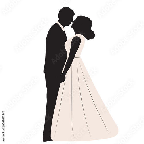 bride and groom in white dress silhouette design vector